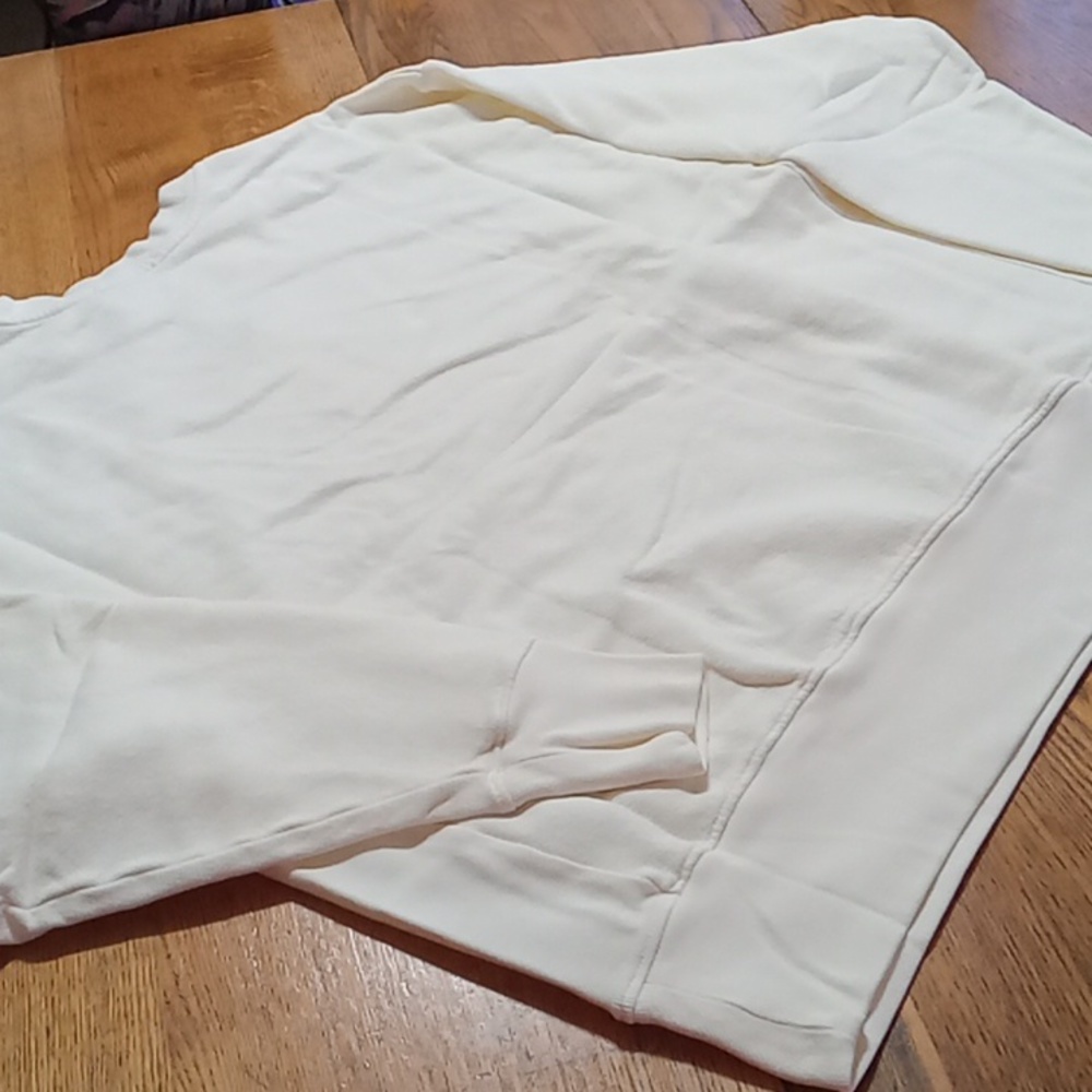 LACAUSA WOMENS EXTRA SMALL XS Top Sweatshirt Shirt NEW Casual Cream Organic - Picture 2 of 6